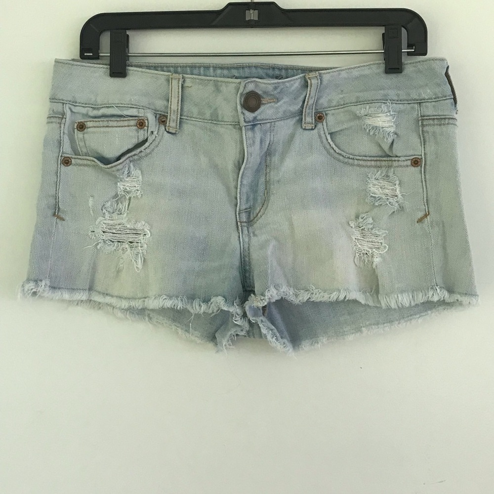 American Eagle Light Wash Distressed Denim Women’s Shorts - Casual Summer Style